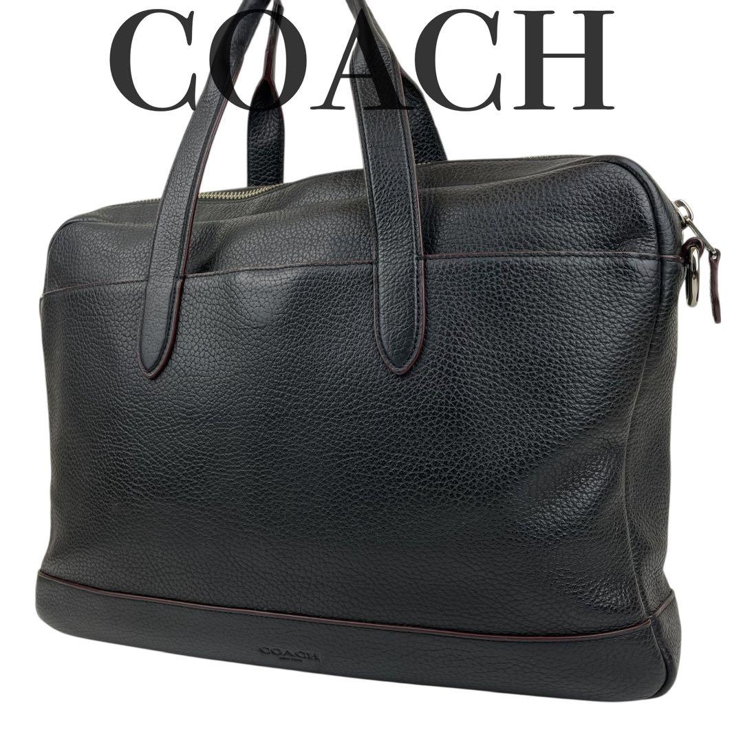 ✨極美品 COACH コーチ シボ革 ビジネスバッグ レザー A4可 ブラック