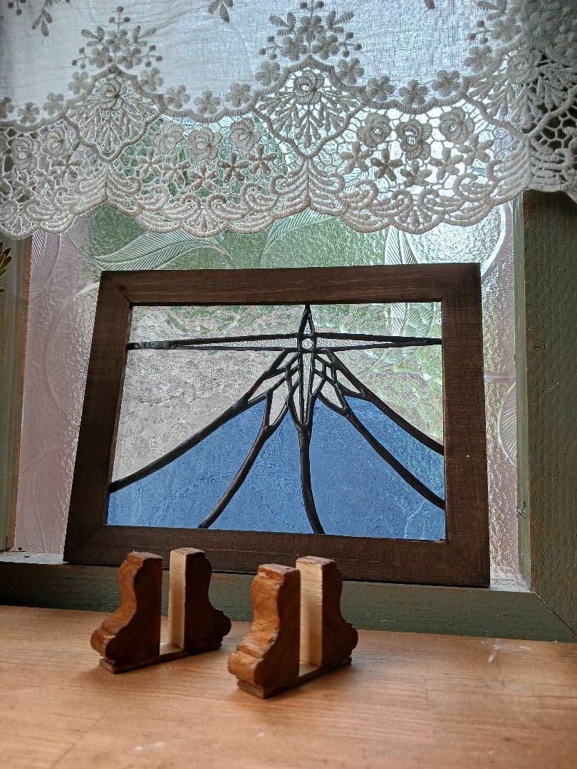 ステンドグラス　ダイヤモンド富士&パール富士