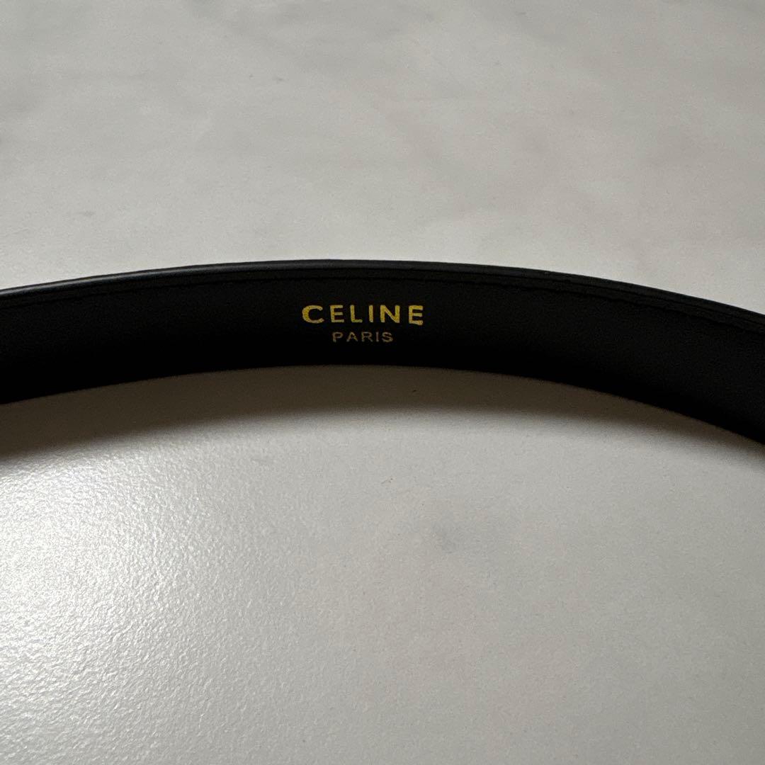 CELINE ブラックレザーベルト