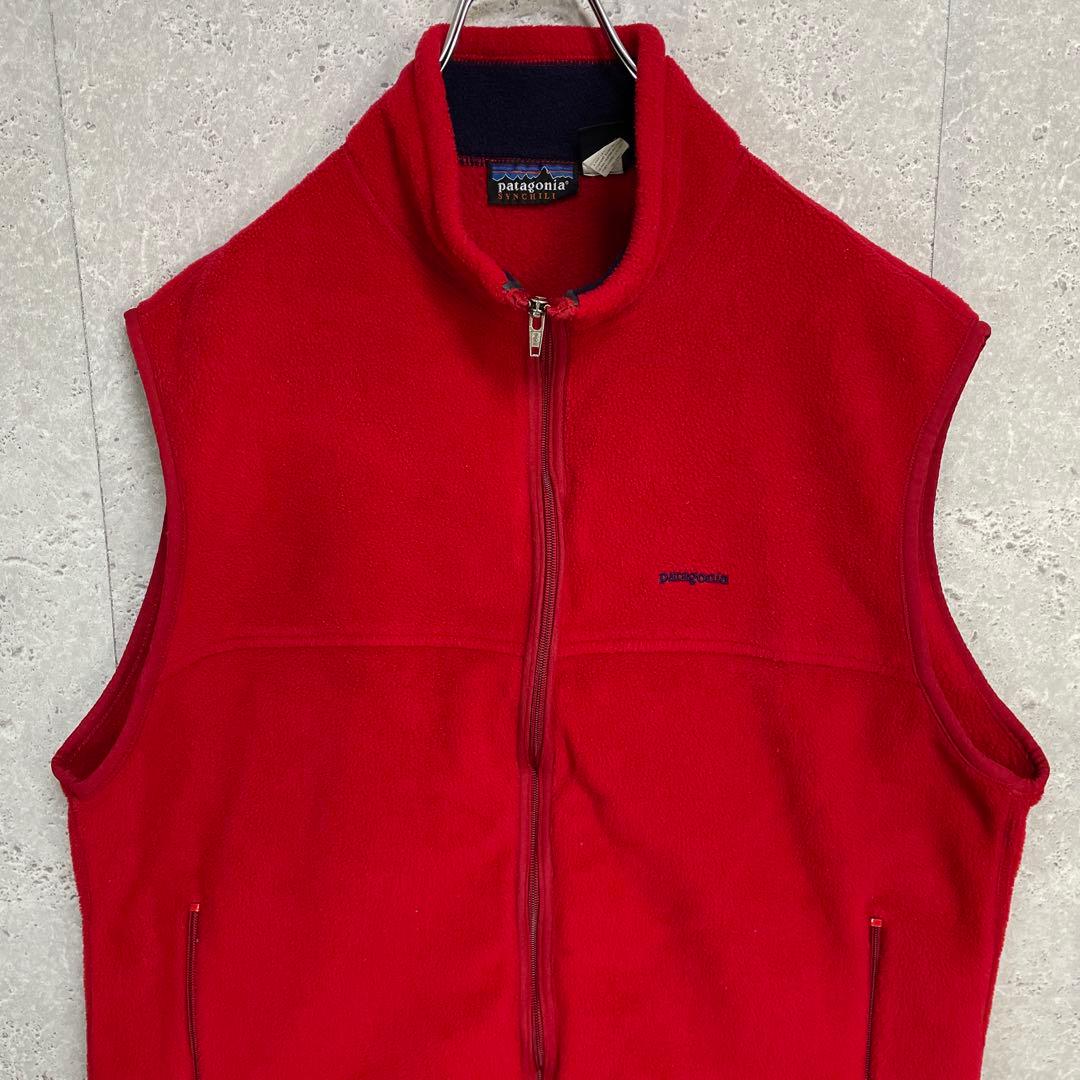 パタゴニア　USA製 90s シンチラベスト　刺繍ロゴ　フリース　XL