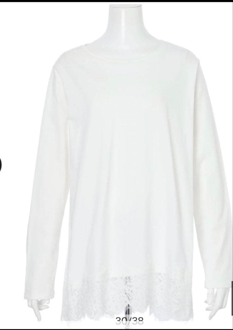 新品同様 Arpege story 裾レースロンT 白 Sサイズ