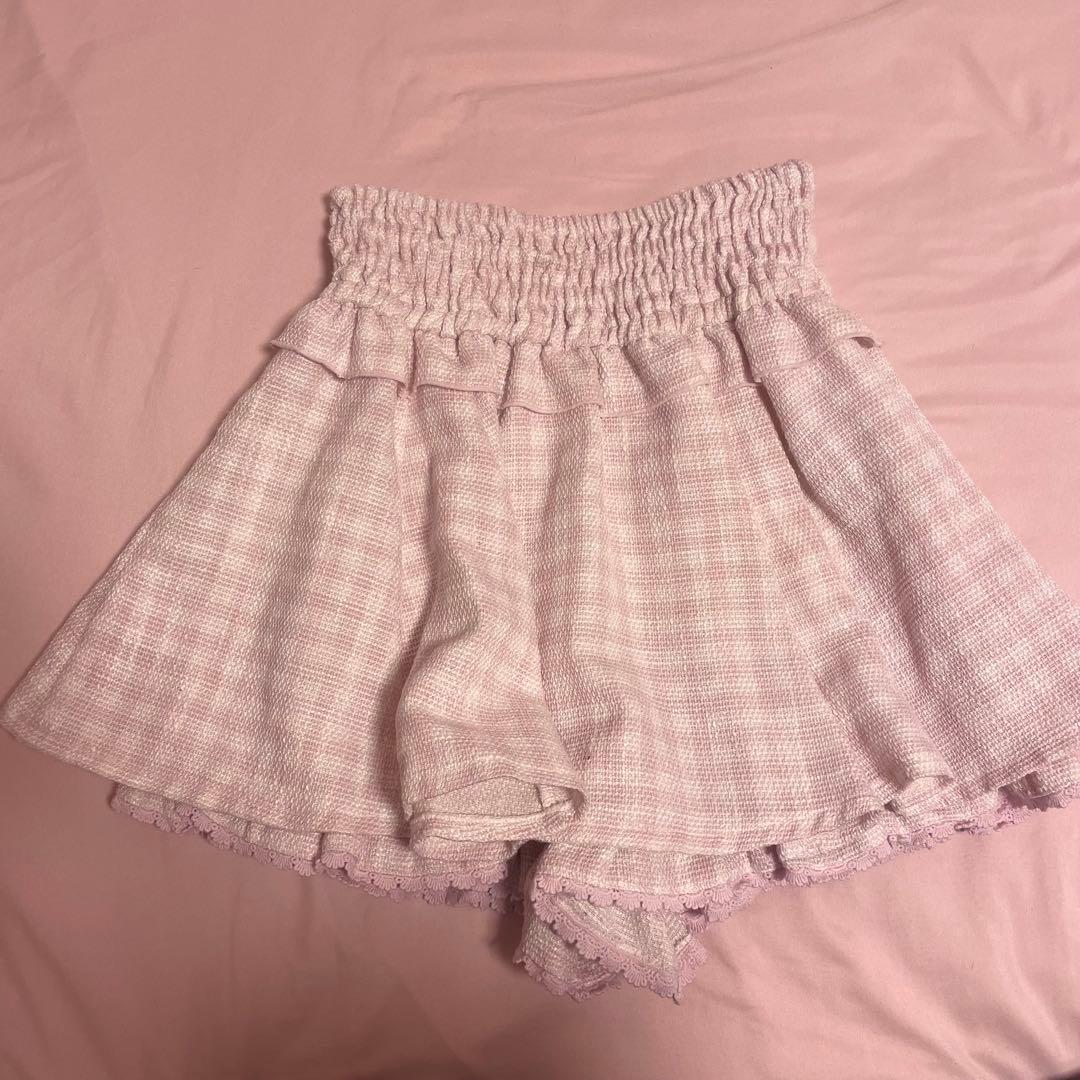 LIZLISA ギンガムツイードスカパン ピンク