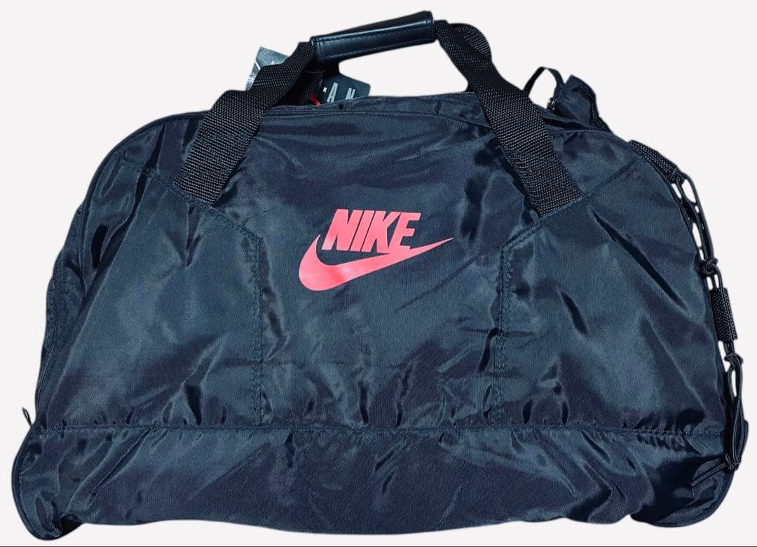 JORDAN NIKE 【90s未使用タグ付銀タグ】ボストンバッグ黒赤　刺繍ロゴ