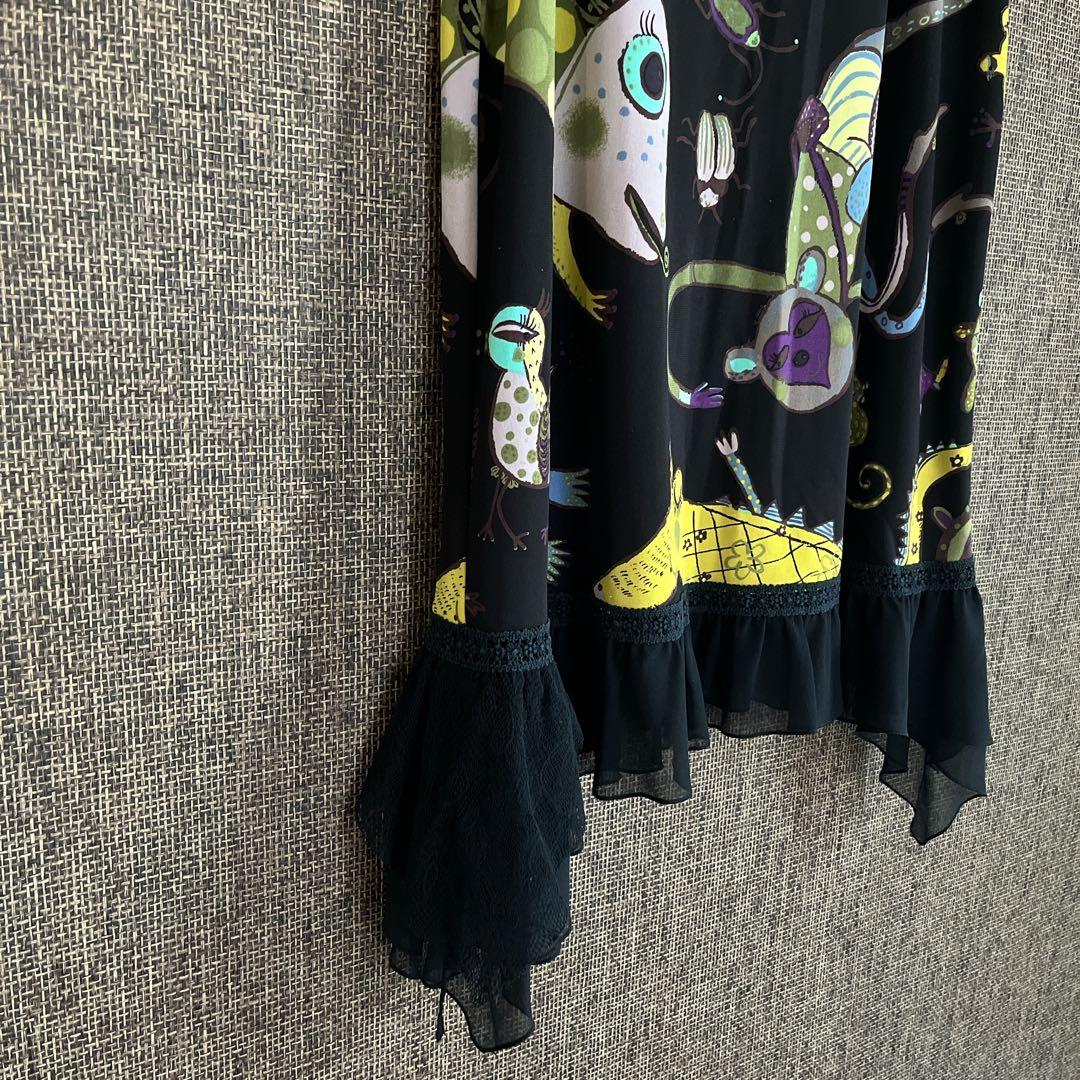 TOKUKO 裾フリル　アニマル柄ロングチュニック　9号