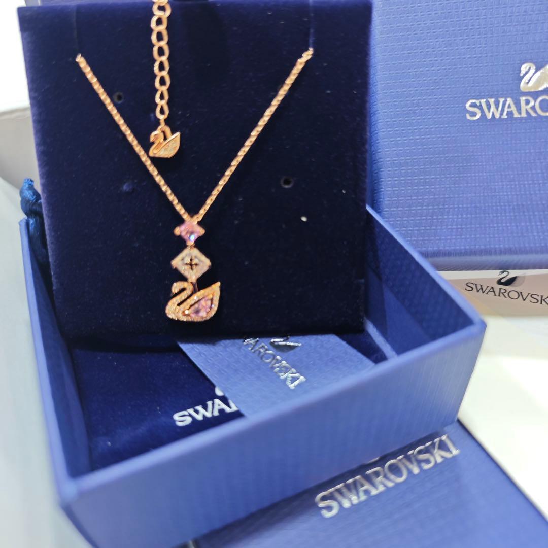 Swarovski ピンクゴールド 白鳥 ネックレス 925·