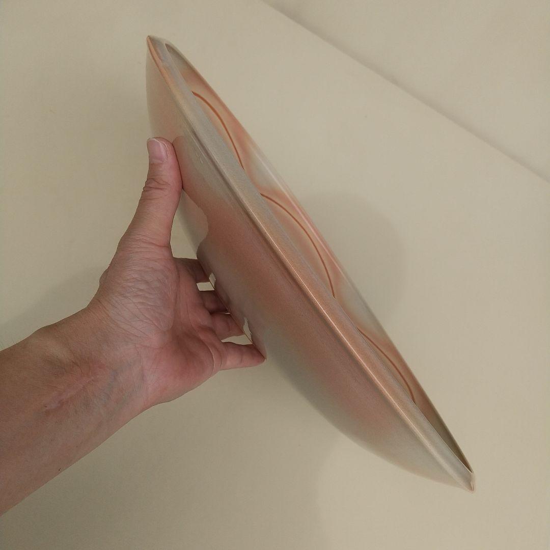 萩焼　十三代　田原陶兵衛　窯変文　皿　直径約44cm