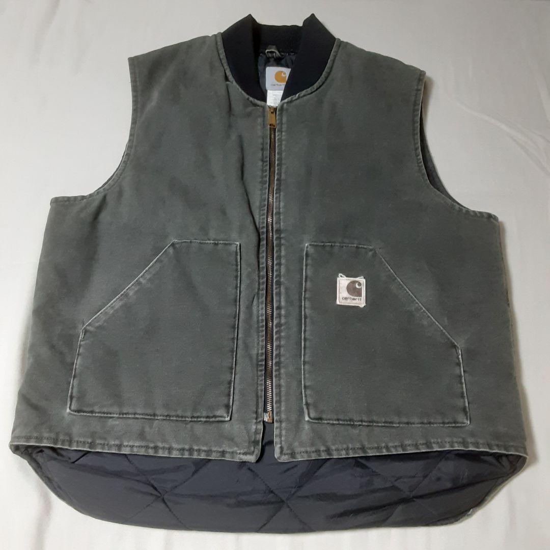 Carhartt ダックベストXL USA製 腰ゴム モス V02MOS