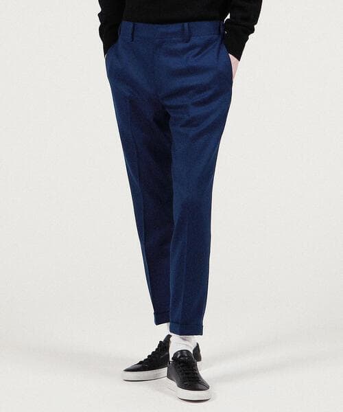 新品 TOMORROWLAND 22AW バックシャーリングスリムパンツ 青 S