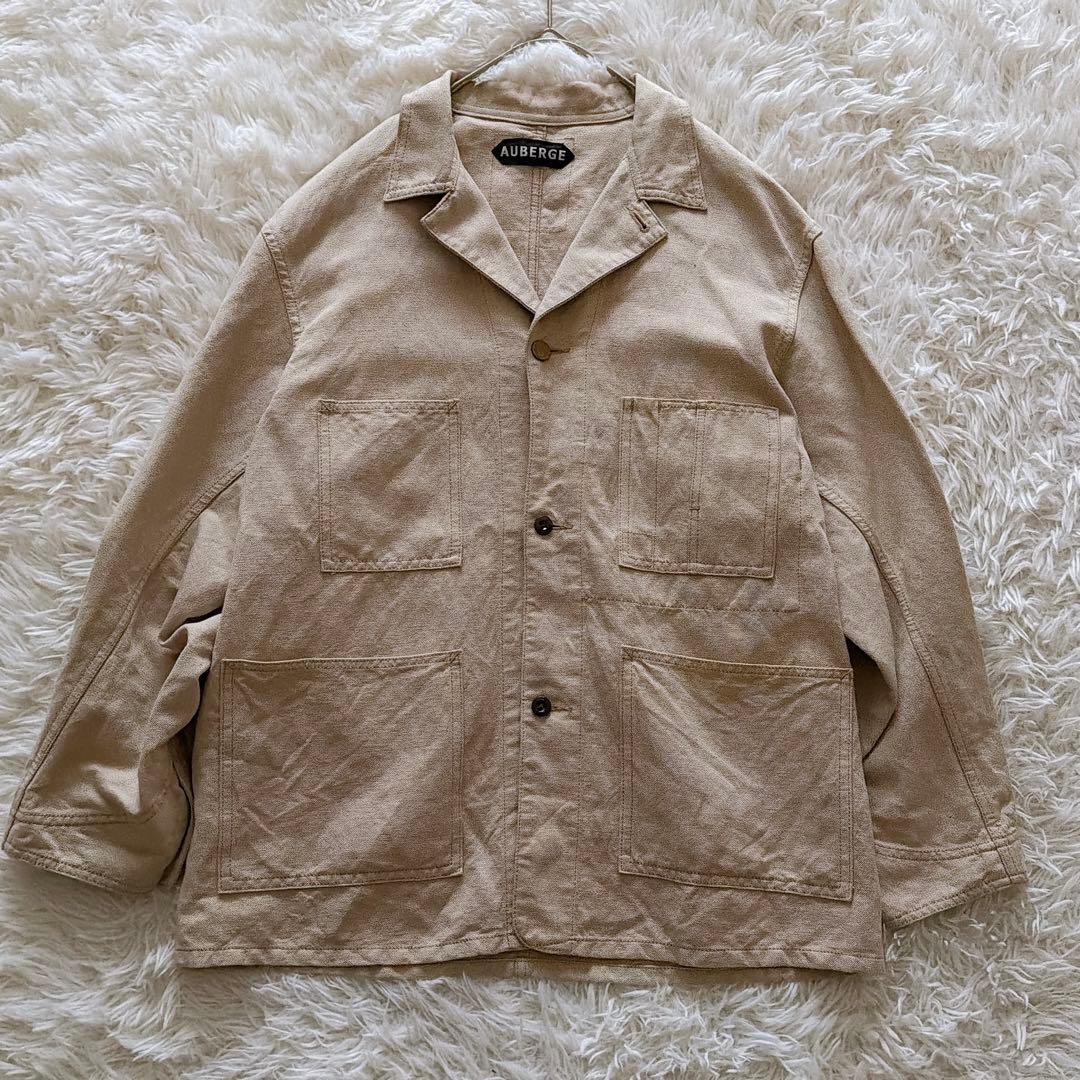 AUBERGE リネン混 カバーオール ワークジャケット 42サイズ ベージュ