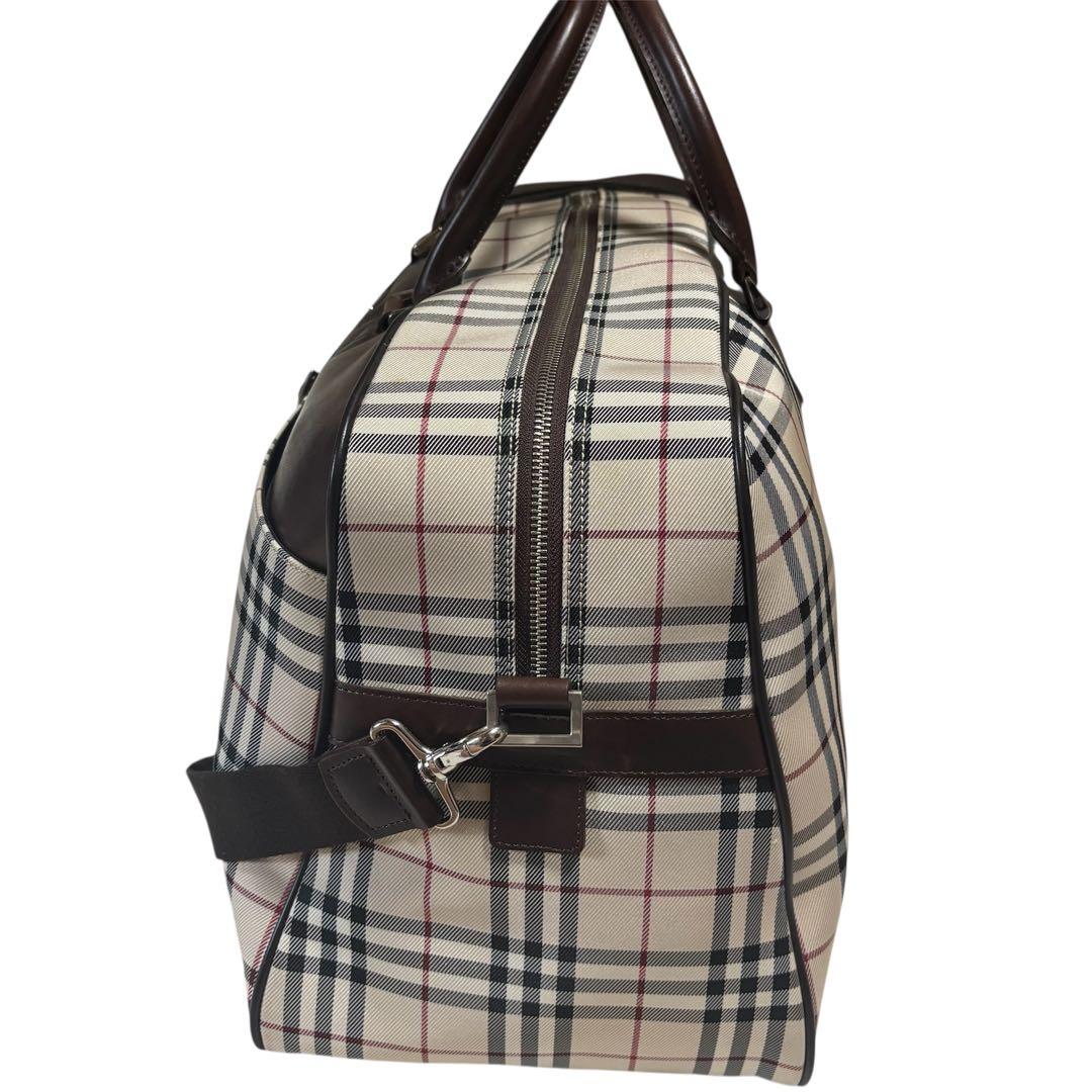 【美品・廃盤】バーバリー 2way ボストンバッグ ノバチェック ロゴプレート