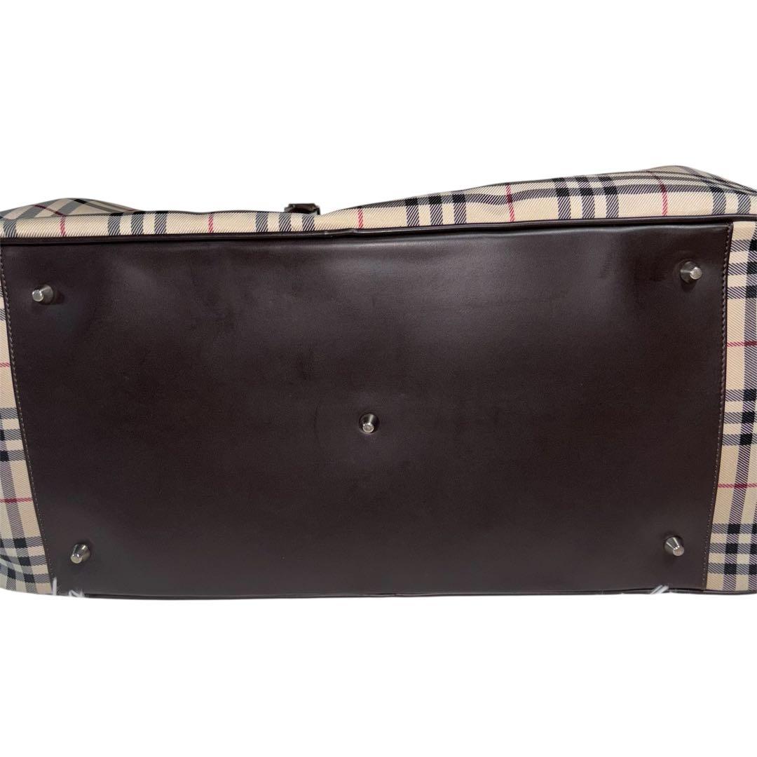 【美品・廃盤】バーバリー 2way ボストンバッグ ノバチェック ロゴプレート