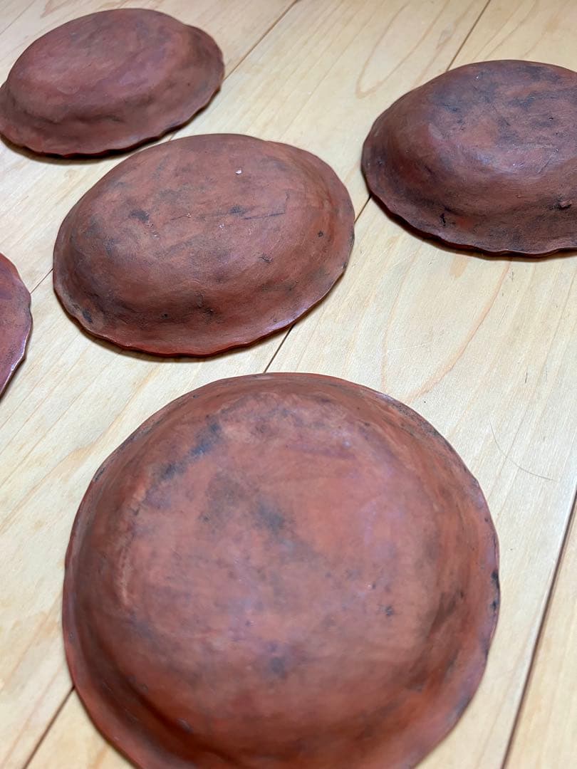 せんべい皿　鯛の図B 5枚セット　絵備前　色備前　備前焼　小皿　アンティーク