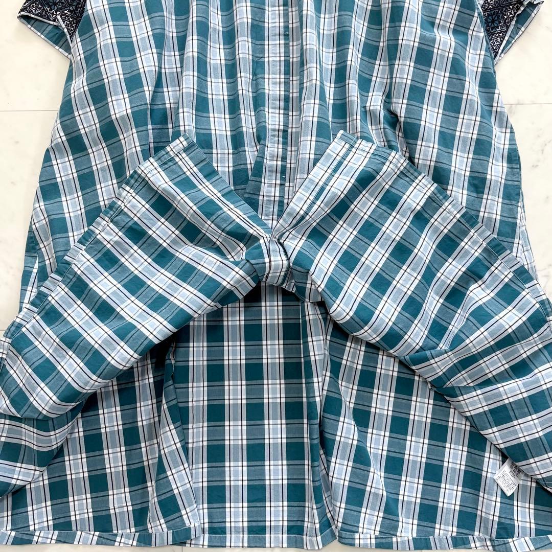 美品✨ヌキテパ　別注 チェック 刺繍 シャツワンピース　比翼　グリーン　完売品