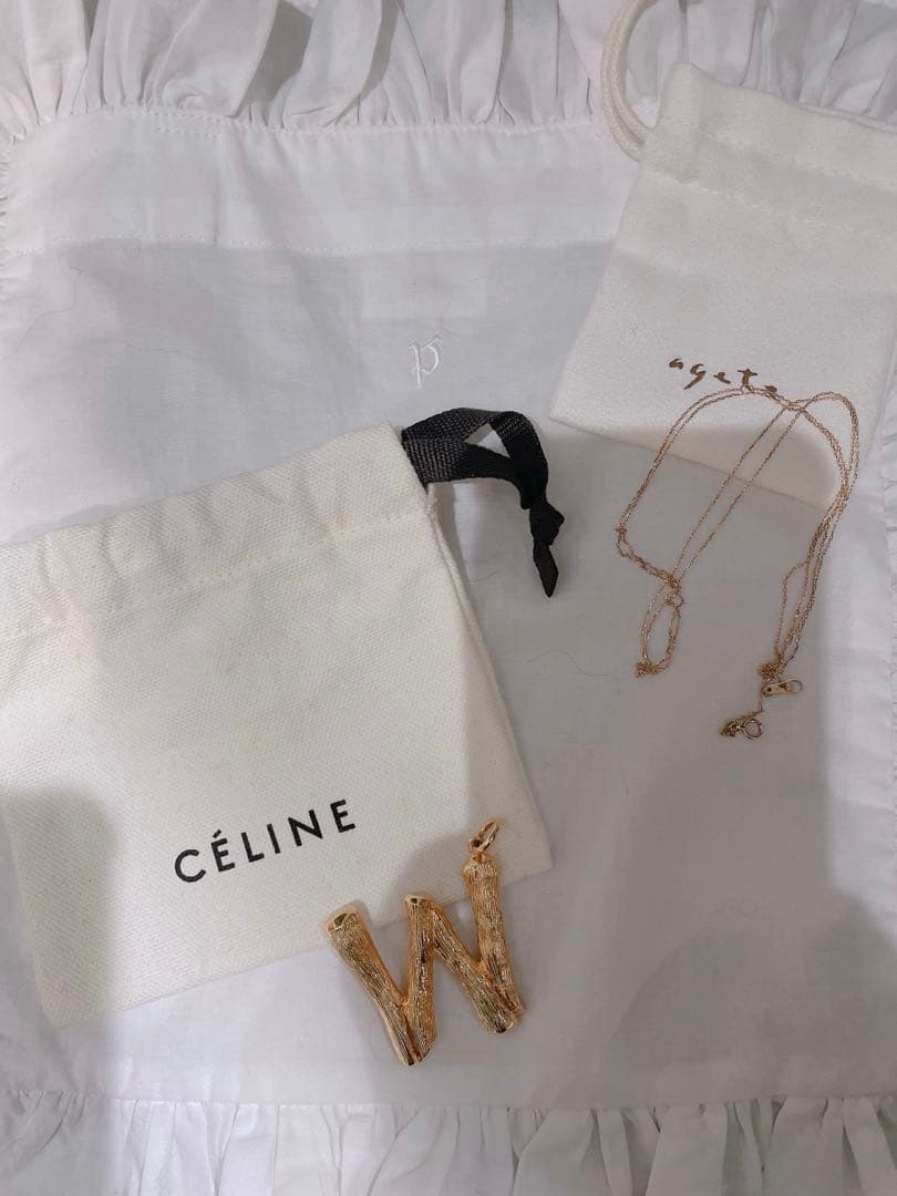 celineアルファベットチャーム/agate10kネックレスset