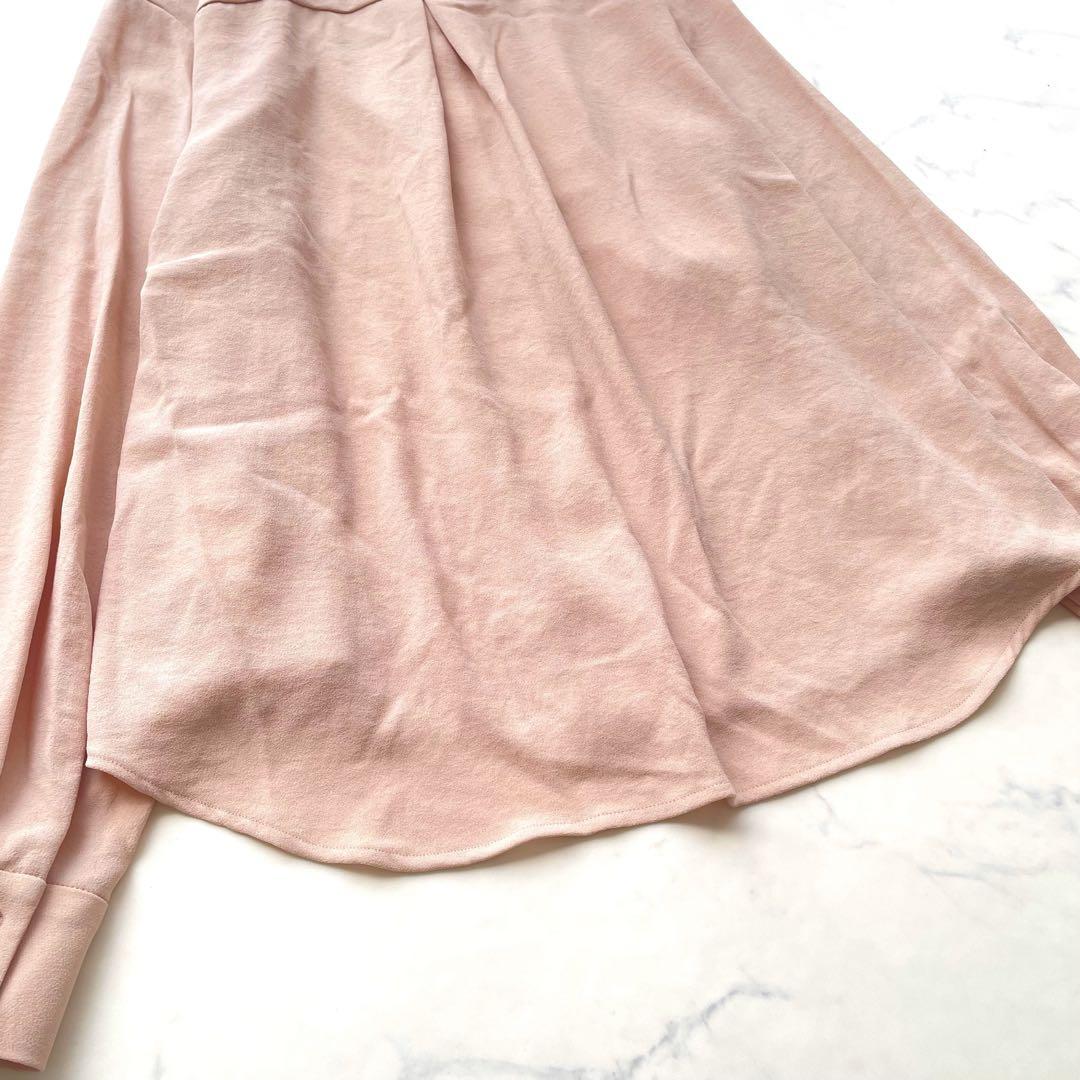 美品　ソージュ ジョーゼットリボンブラウス ボウタイ とろみ ピンク