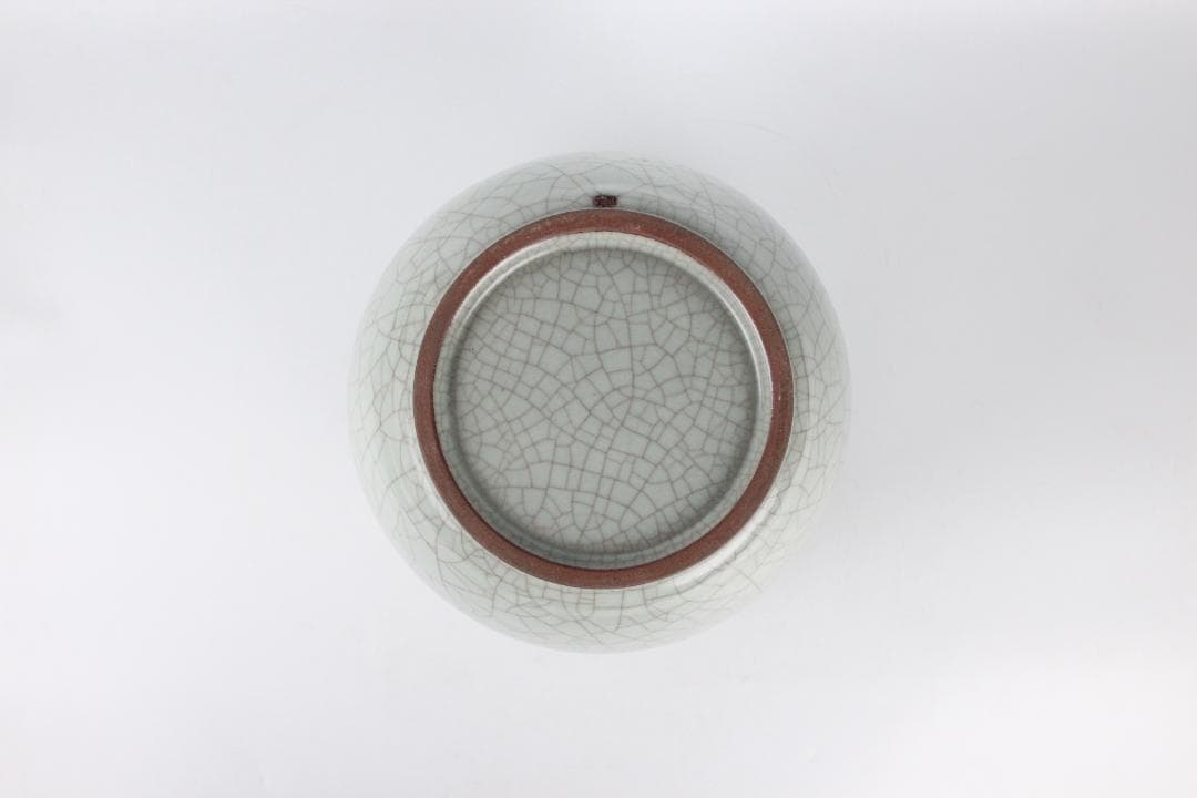 日本美術　藤田和廣作　青磁花瓶　共箱　未使用　陶芸工房「久玲居」 ED11-19