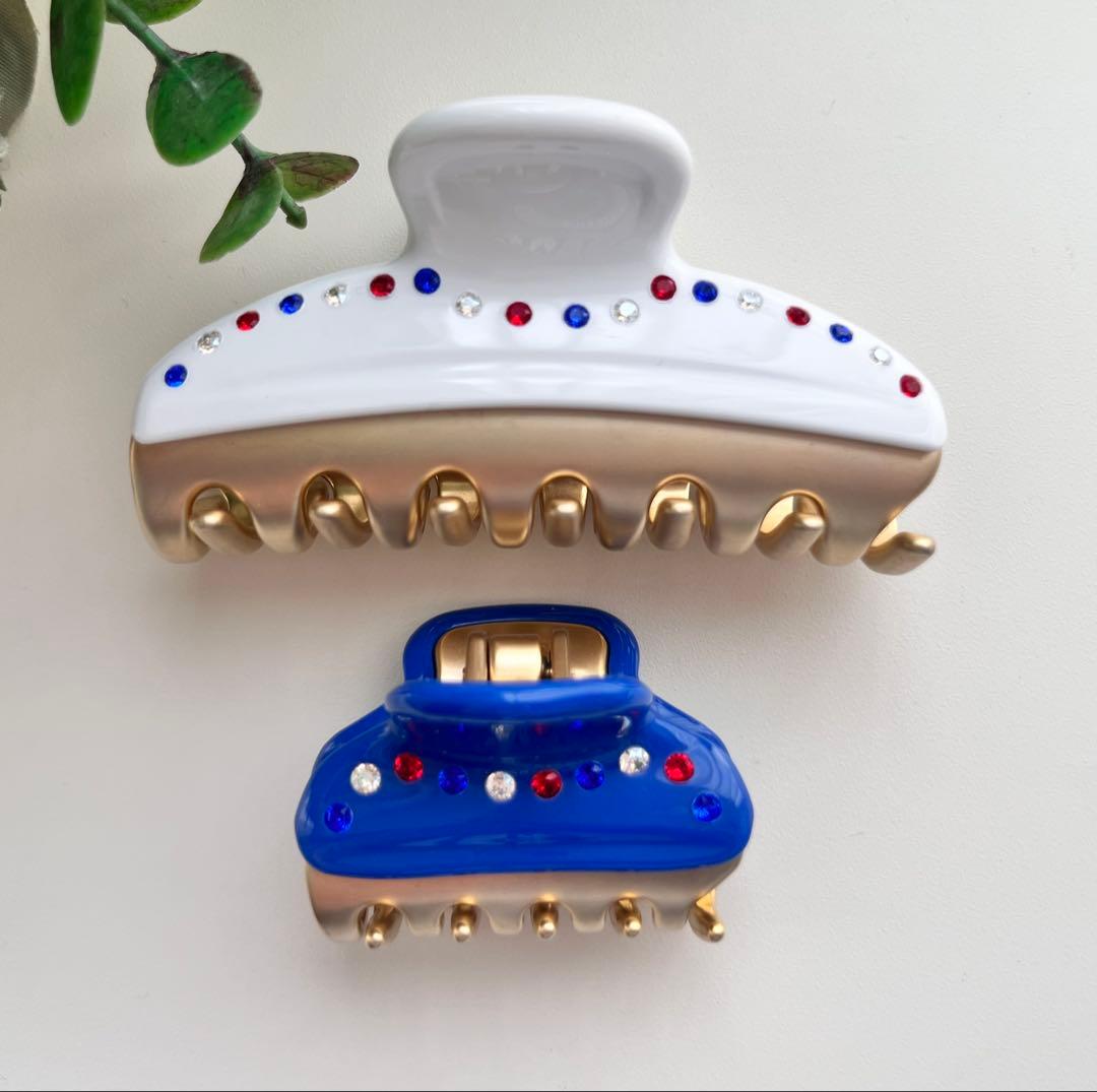 アレクサンドルドゥパリ　ヘアクリップセット（ホワイト・ブルー）