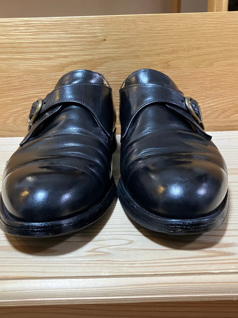 aldenオールデンモンクストラップ ブラックレザーシューズ81/2