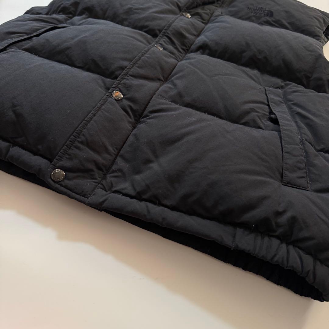 90s✨️XL Y2K ノースフェイス ダウンベスト オールブラック ロゴ刺繍