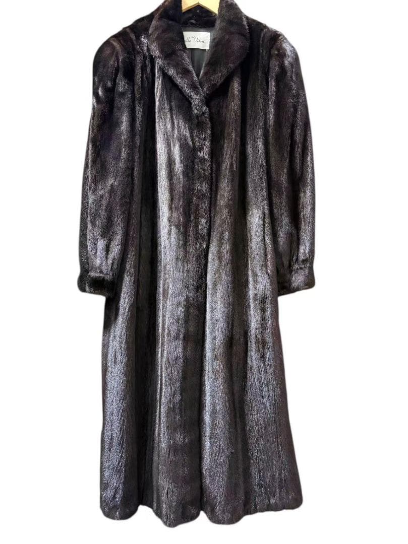 美品 BLACKGLAMA 高級毛皮 ロングコート ミンク 柔らか リアルファー
