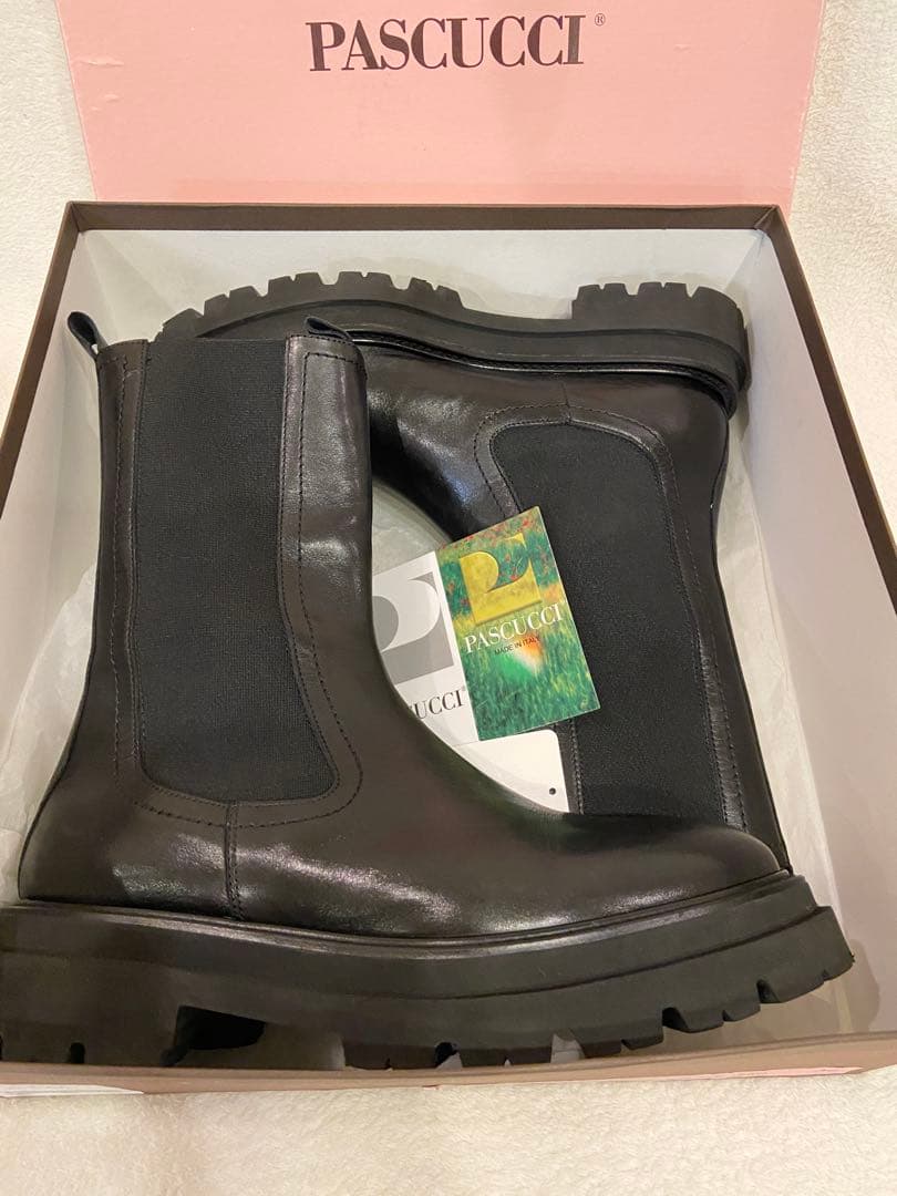 PASCUCCI サイドゴアブーツ ブラック 36 本革　お値下げ