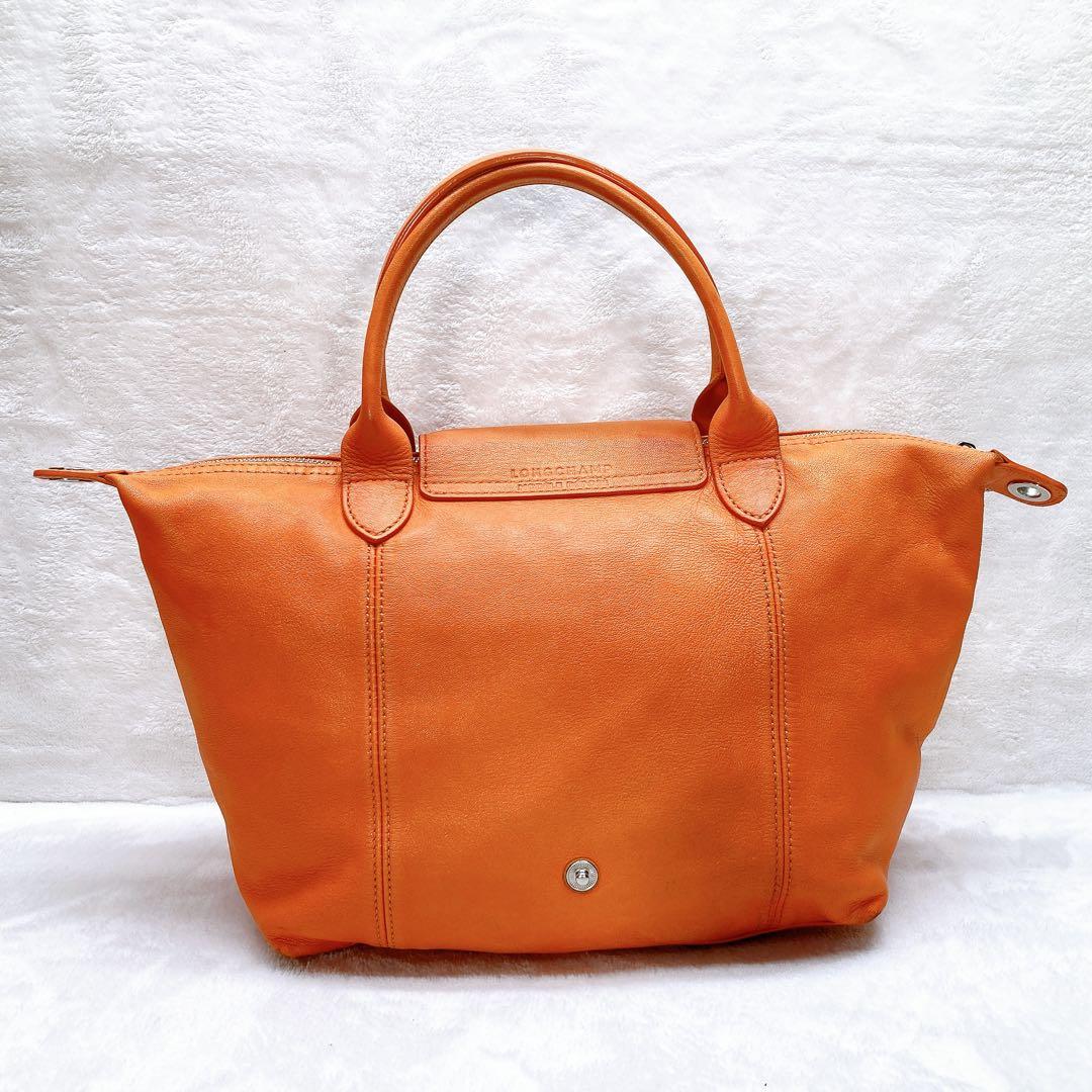 ✨美品✨ロンシャン ル プリアージュ オールレザー 2wayバッグ オレンジ