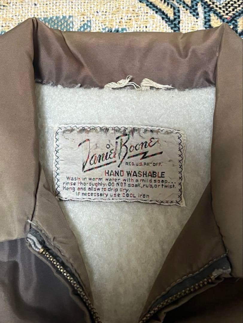 50s 60s Daniel Boone ブラウン ナイロンジャケット ボア