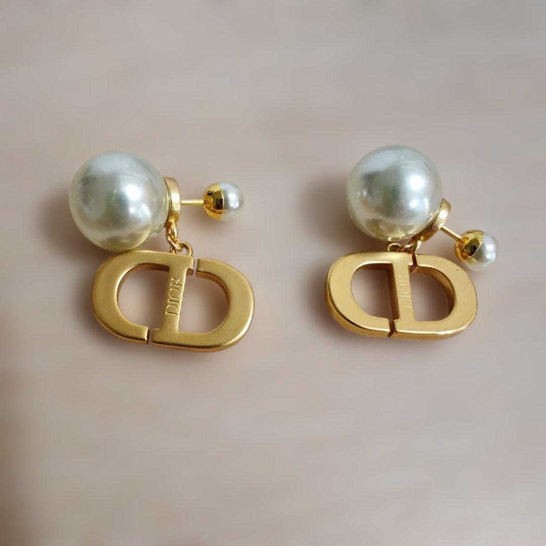 Dior パール ピアス CDロゴ ゴールド