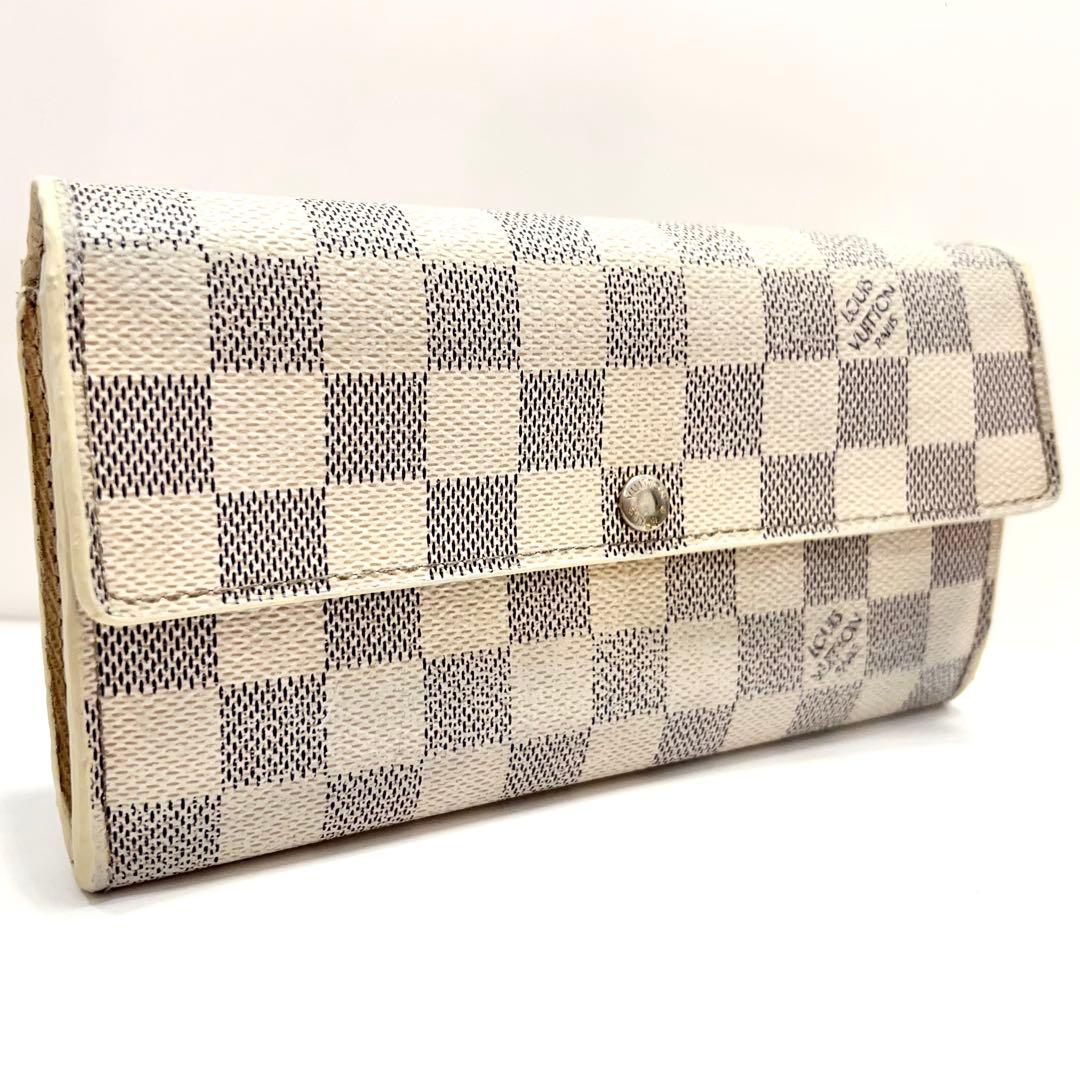 ルイヴィトン ダミエ アズール ポルトフォイユ サラ 長財布 白 N61735