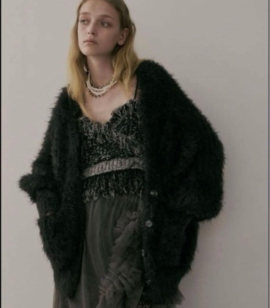 a*a様 ラベルエチュード　フェザーヤーンリラックス2wayカーディガン　ブラッ