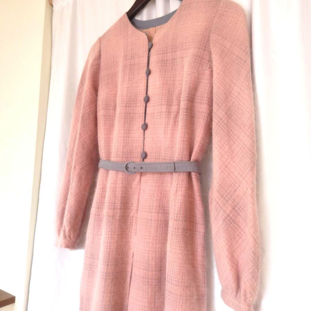 昭和レトロワンピース　1点もの　L～LL　オーダーメイド　ウール　アンゴラ