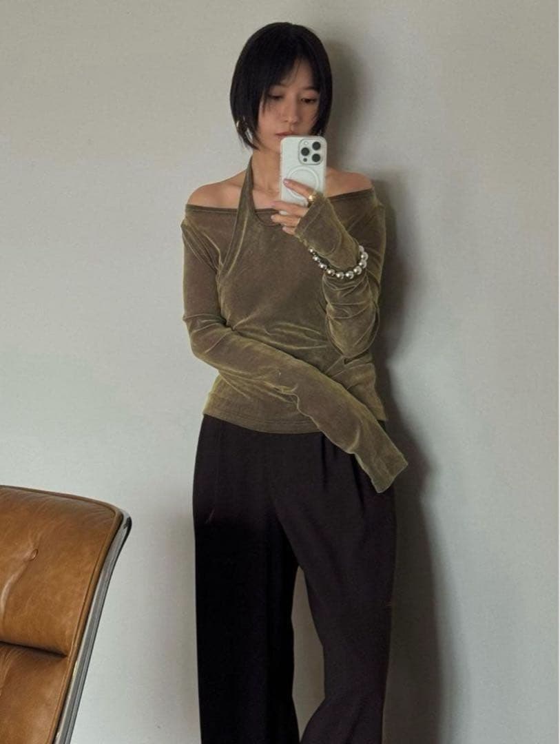 トップス CLANE TULLE FLOCKY LAYERED TOPS