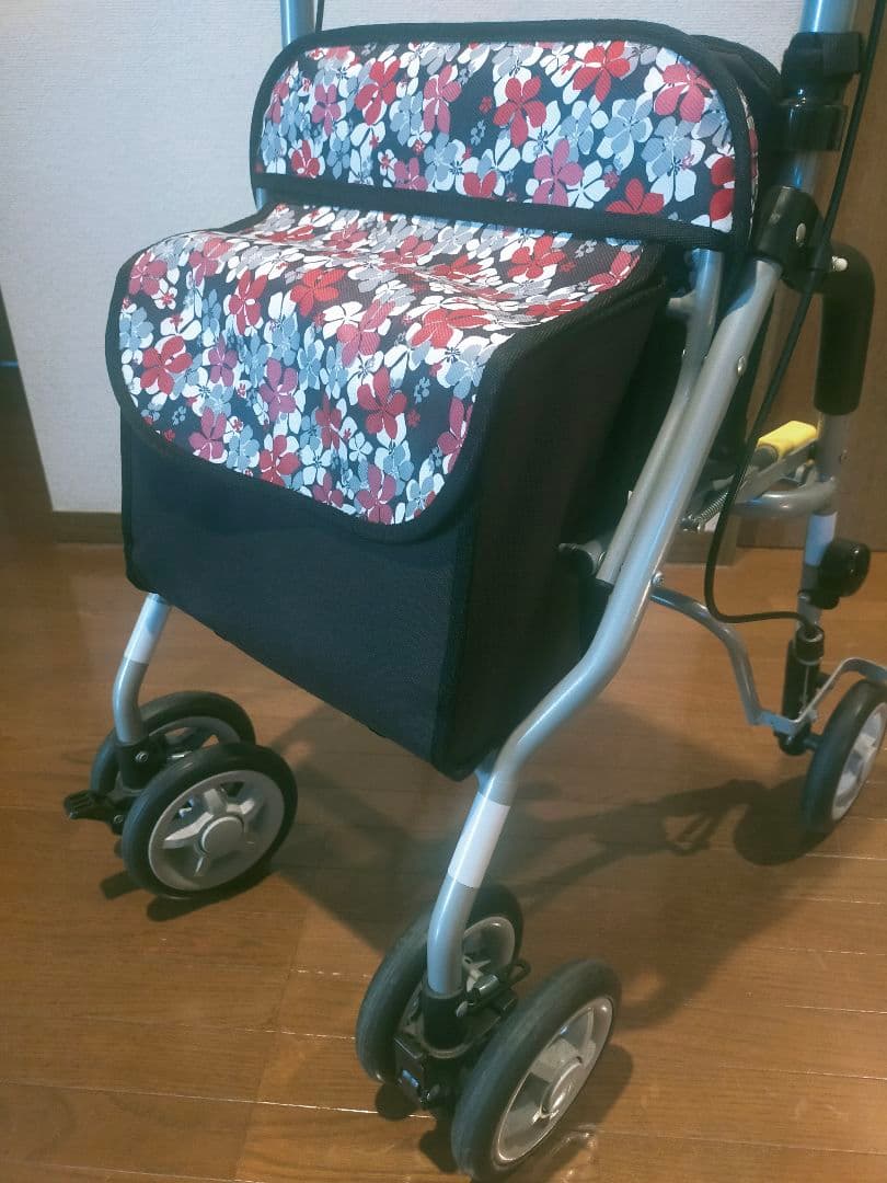【極美品】島製作所 シンフォニーSP花柄BK 歩行器 シルバーカー