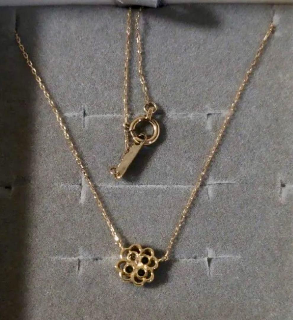 未使用K18エメラルド・ダイヤモンドクローバーネックレス