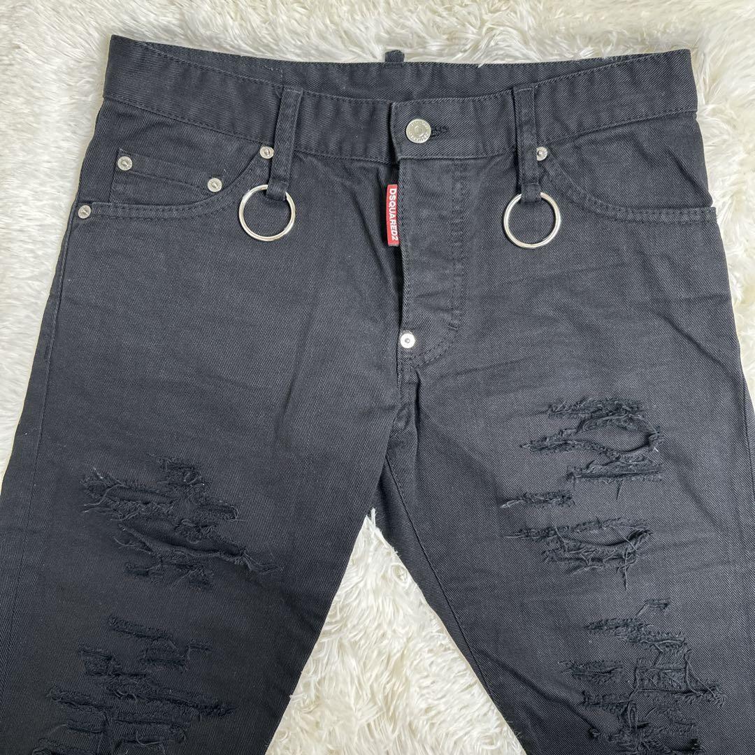 【未使用】DSQUARED2 ダメージ　ブラックデニム　44 セクシーツイスト