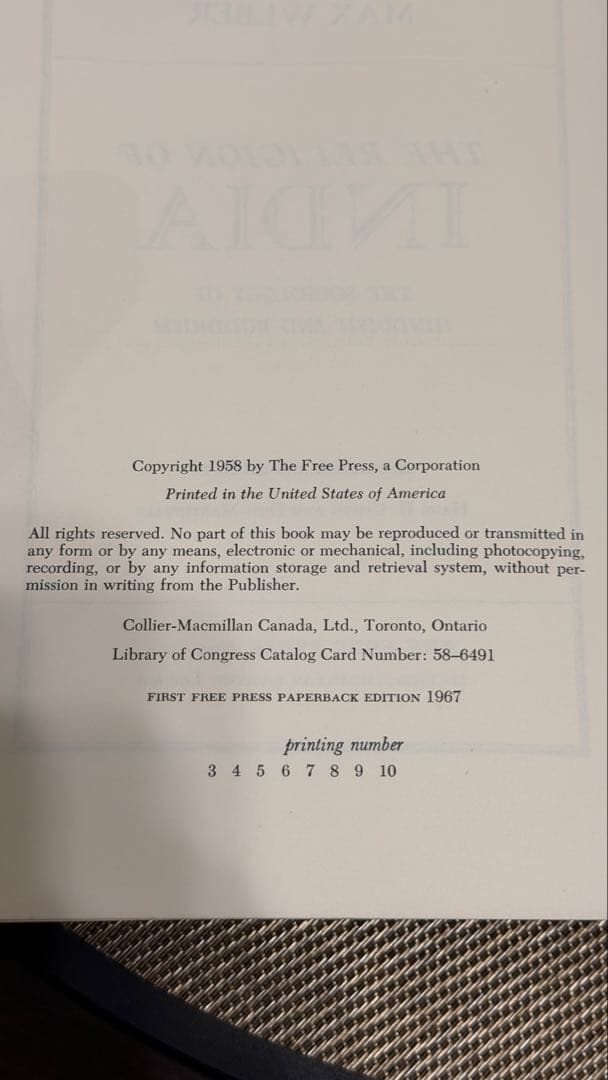 希少　The Religion of India by Max Weber