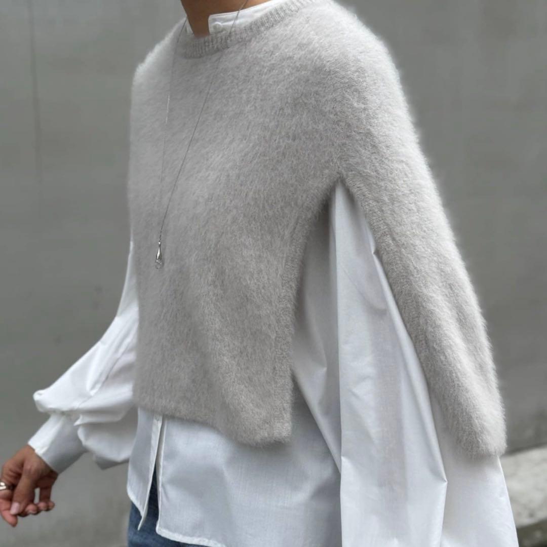 ビアズリー BEARDSLEY ファーニットポンチョ グレー