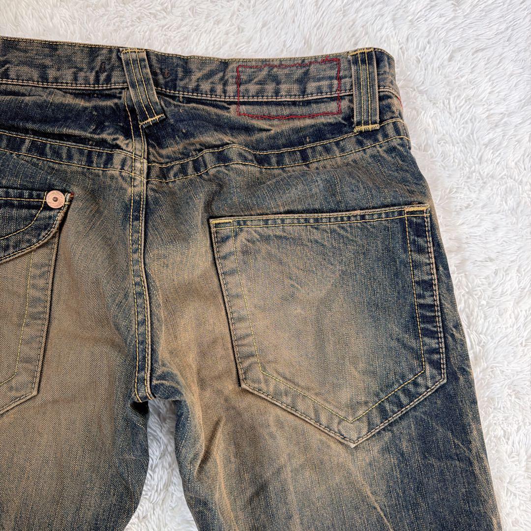 BLUE WAY ブルーウェイ 鬼ヒゲ フレア デニム パンツ ジーンズ Y2K