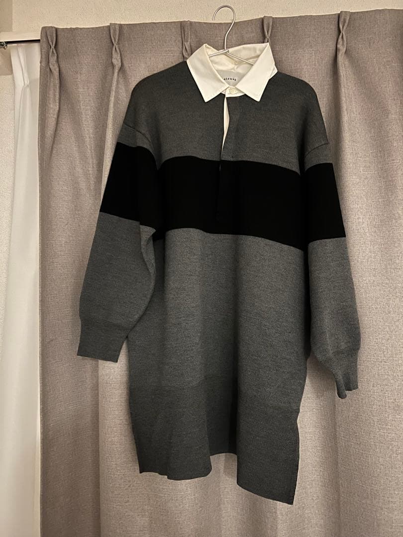 ADAWAS アダワス　ポロ襟　ラガーシャツ風ミニワンピース