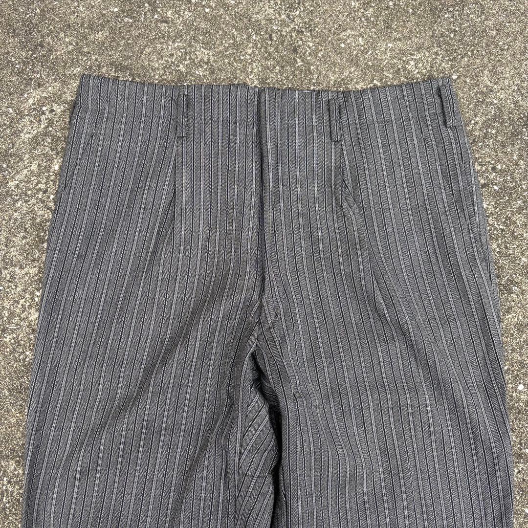 70s vintage ウールスラックス ストライプ ダークグレー