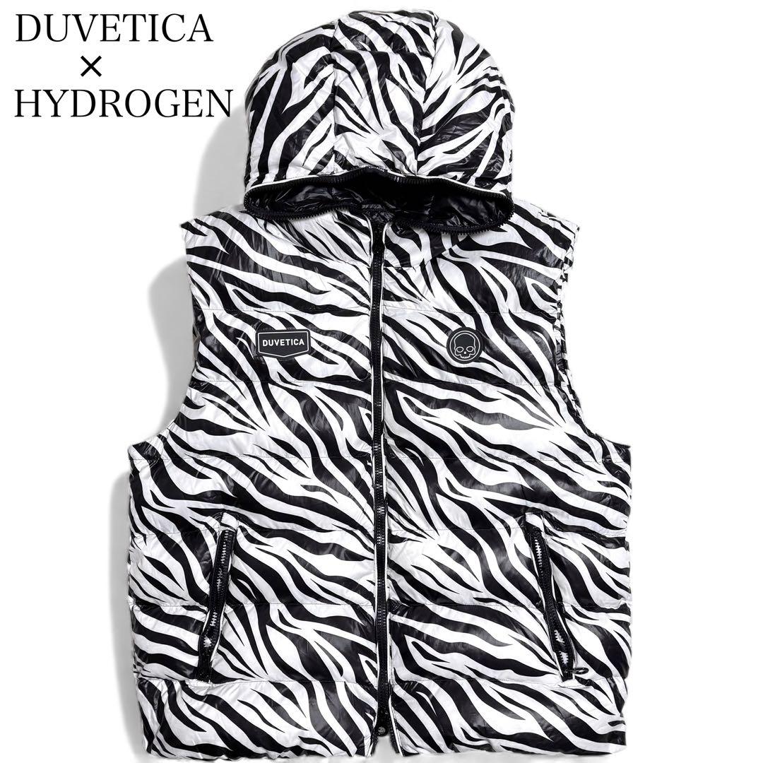 DUVETICA × HYDROGEN ダウンベスト ゼブラ柄 フード付き 50