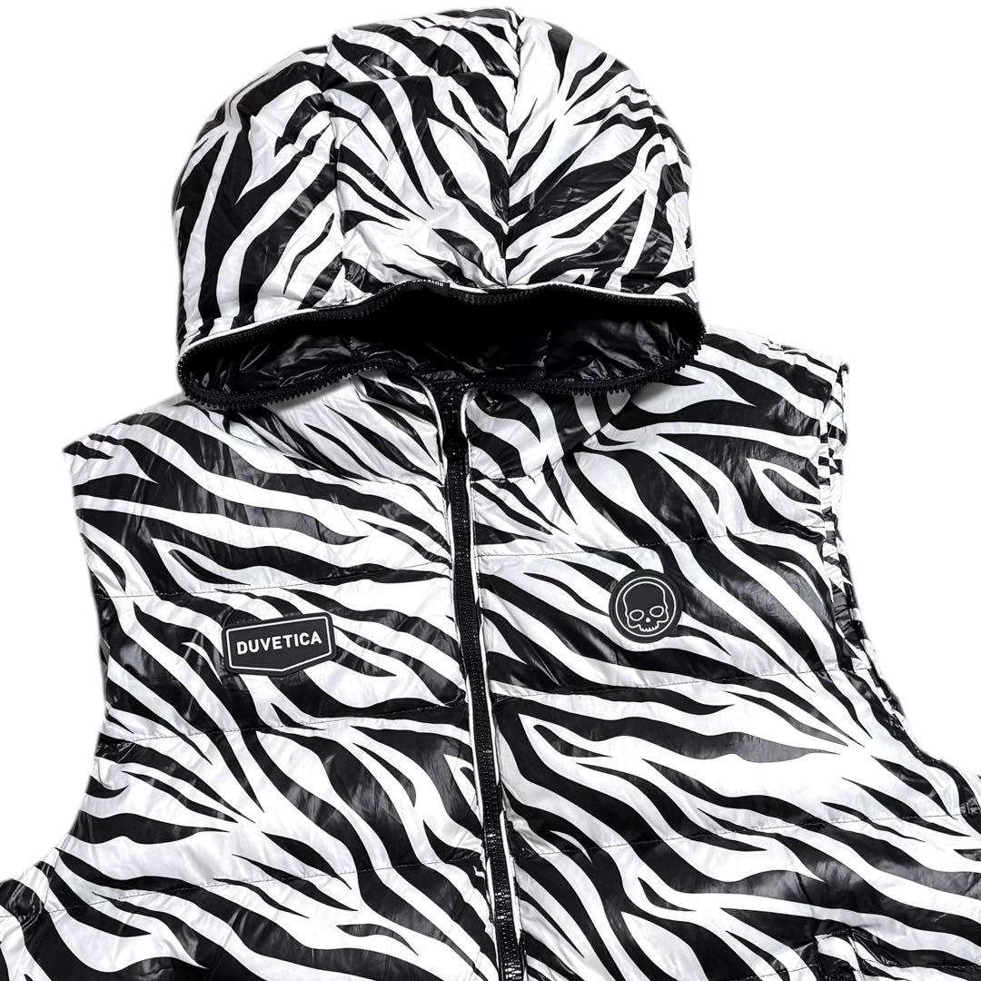 DUVETICA × HYDROGEN ダウンベスト ゼブラ柄 フード付き 50