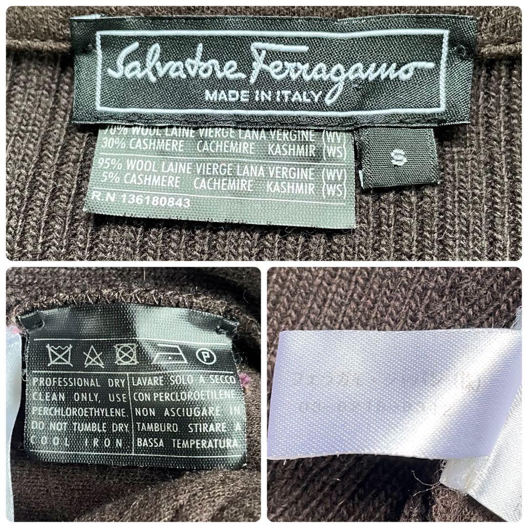 Salvatore Ferragamo ブラウンカシミヤ混スカートスーツ上下