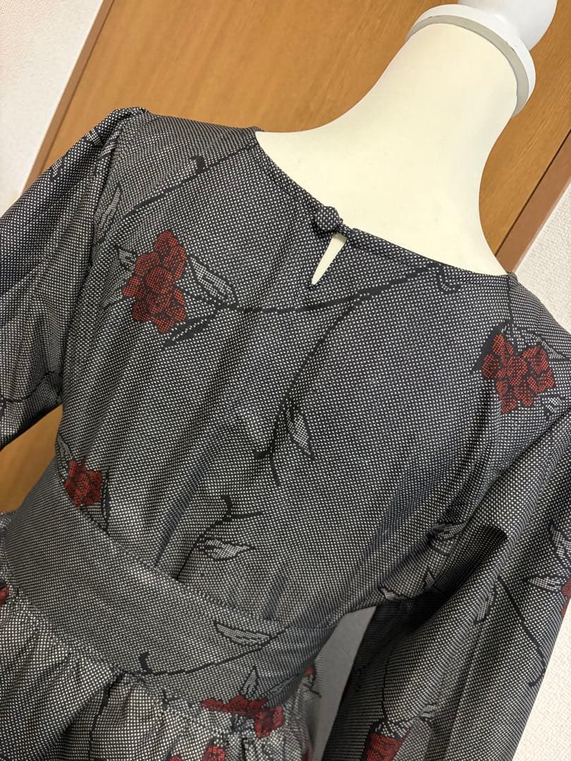 R**様 着物リメイク♪ 大島紬　ふんわりワンピース　総裏地付き　MーL