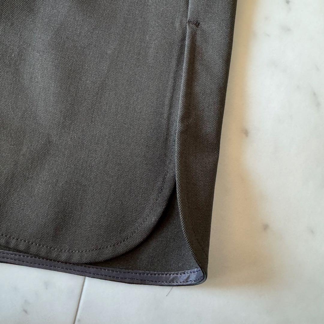 23区　シャツワンピース　ウール100 カーキ　ウエストリボン