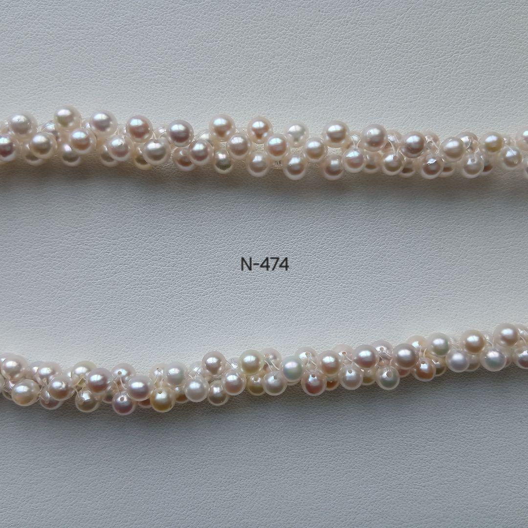 N474アコヤ真珠編み込みネックレス3.5～5.0㎜ベビーパール国産あこや本真珠