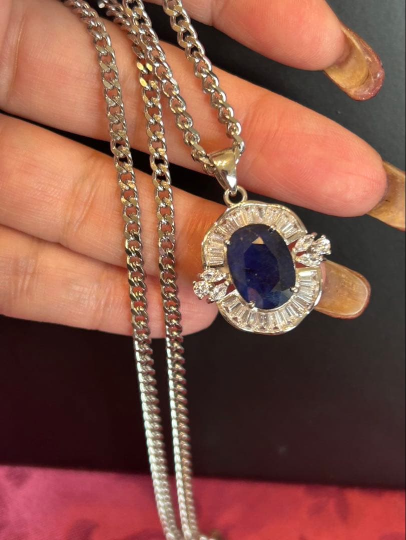 t*a様 天然石サファイアデザインネックレス2点セット➕サージカルネックレス