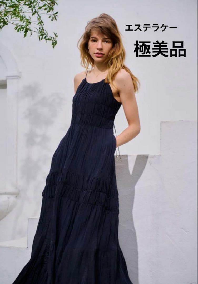 エステラケー　シャーリングプリーツティアードドレス