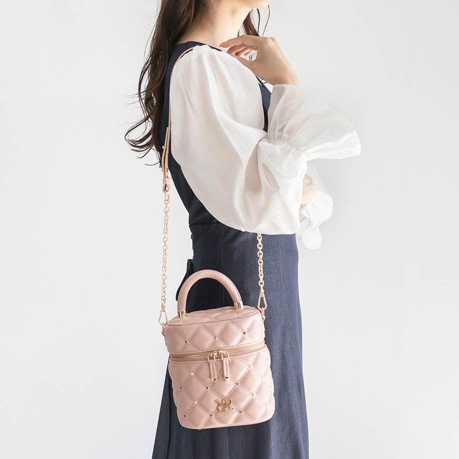 RANDA ランダ ハートスタッズ 2WAY キルティングバニティバッグ ピンク