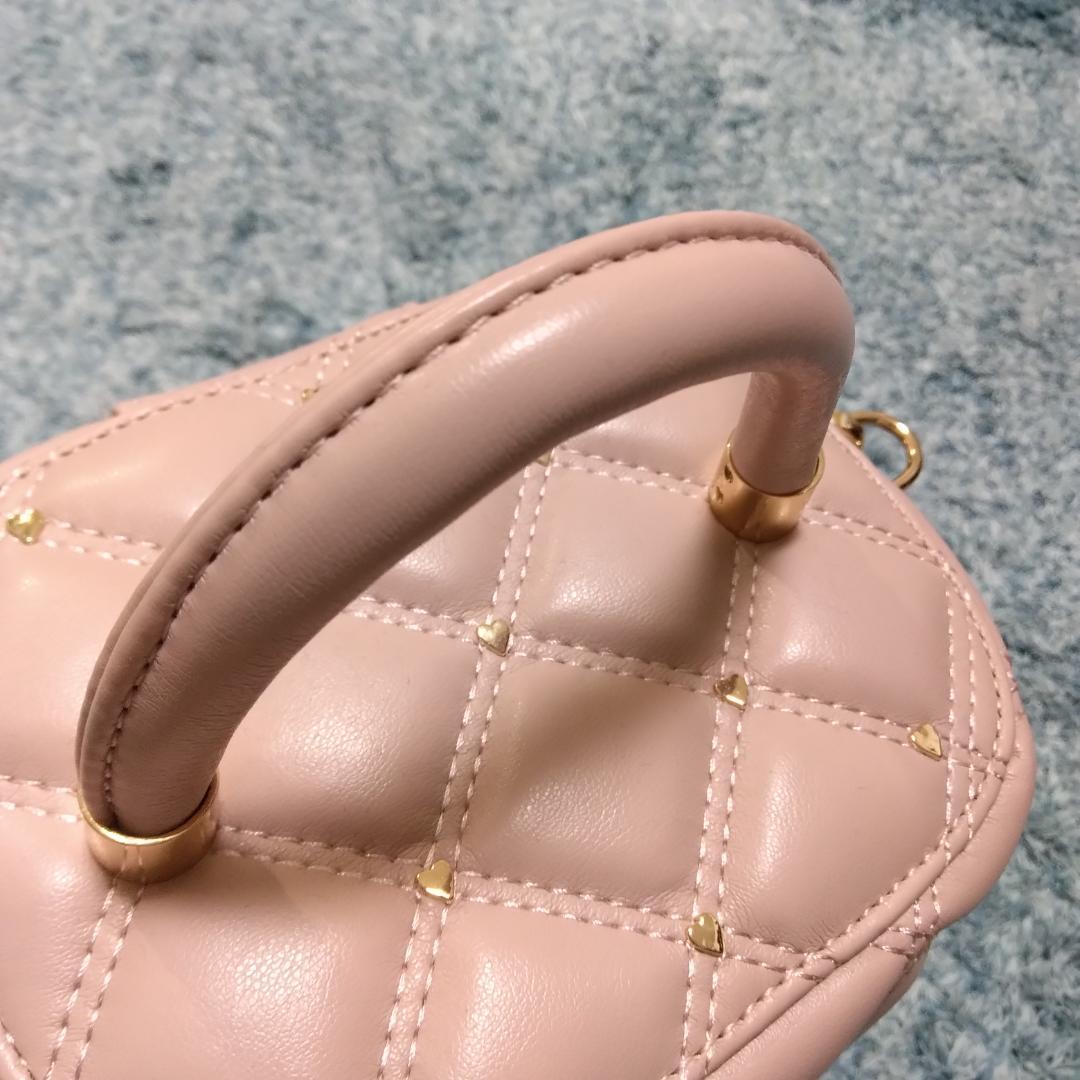 RANDA ランダ ハートスタッズ 2WAY キルティングバニティバッグ ピンク